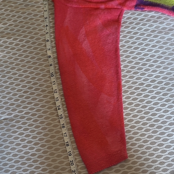 Sloop Jones Abstract Hot Pink Green Women's Cardigan. Hand Painted. Oversized. - Picture 12 of 16